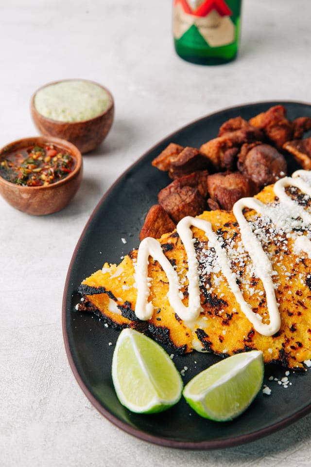 Cachapa Fried Pork and Cheese.
