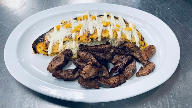 Cachapa Carne Asada & Cheese.
