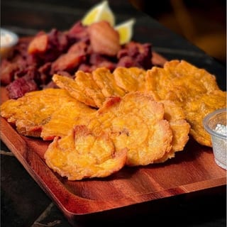Tostones and Side of Meat