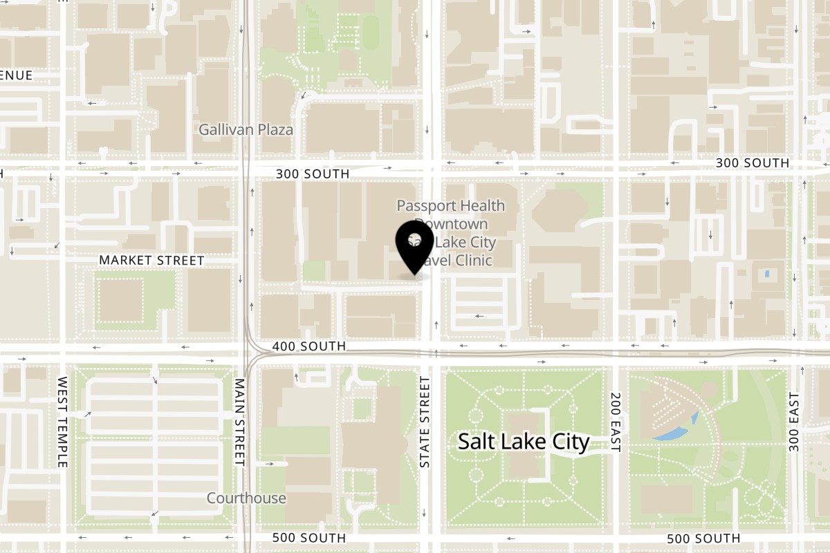 Map showing the location of Arempas Salt Lake City on 350 S State St in Salt Lake City